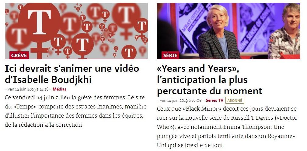 Page d'accueil du site internet du Temps [letemps.ch]