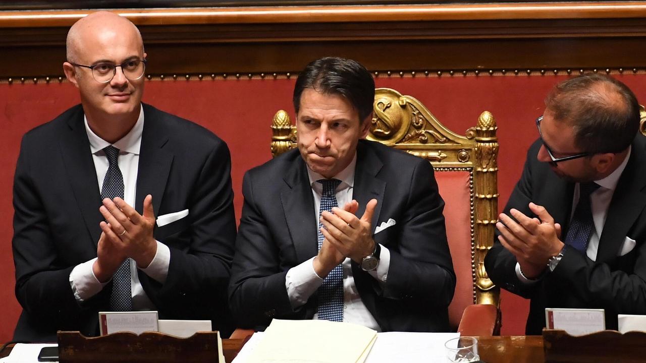 Le gouvernement Conte a obtenu son dernier feu vert au Parlement italien. [Keystone - MAURIZIO BRAMBATTI]