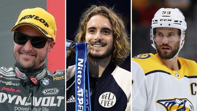 Le top-3 du week-end: Thomas Lüthi, Stefanos Tsitsipas et Roman Josi. [K.Foersterling/W.Oliver/P.Sancya]