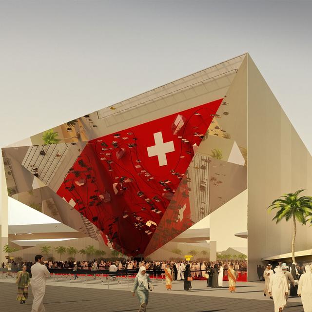 Image de synthèse du futur pavillon suisse à l'exposition universelle de Dubaï. [House of Switzerland]