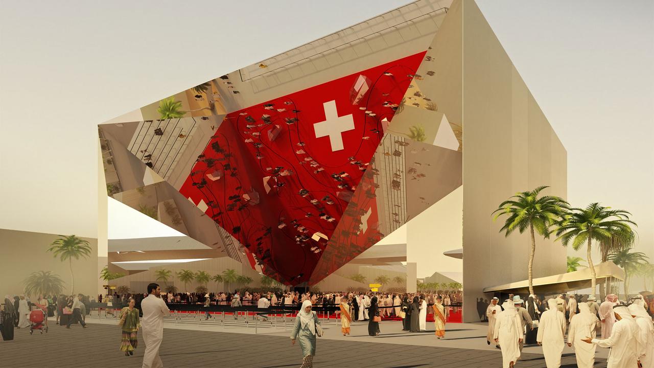Image de synthèse du futur pavillon suisse à l'exposition universelle de Dubaï. [House of Switzerland]