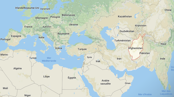 Sans accès à la mer, l'Afghanistan se trouve en Asie centrale. [RTS - Google Maps]