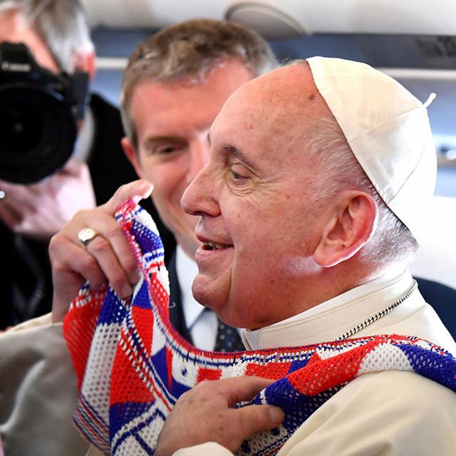 Le pape François à son arrivée au Panama. [AFP - Alberto Pizzoli]