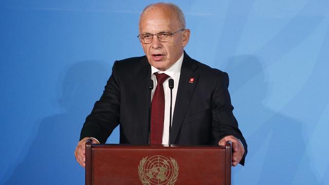 Ueli Maurer, lors de son intervention au sommet sur le climat, ce 23 septembre 2019 à New York. [AP Photo - Jason DeCrow]