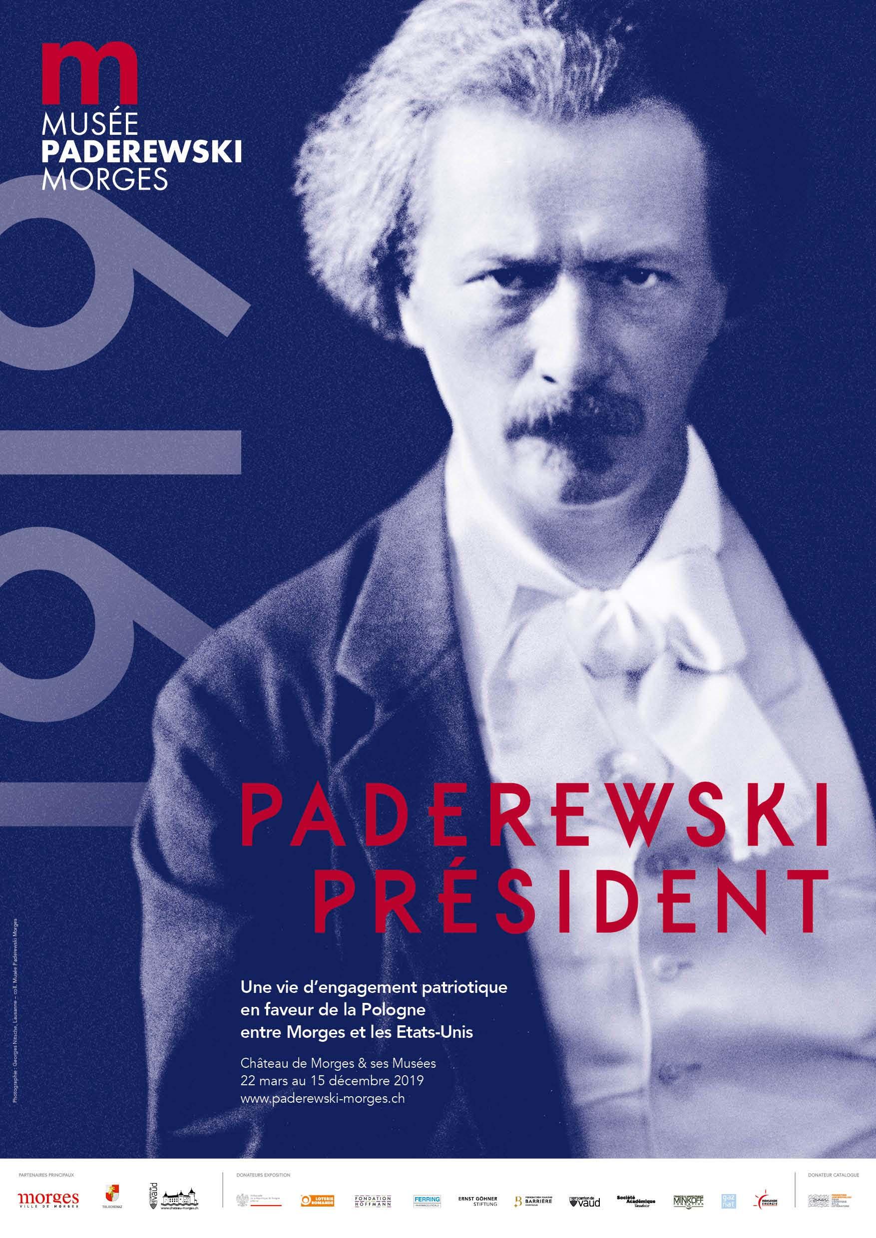 L'affice de l'exposition "Paderewski Président". [Collections du Musée Paderewski de Morges]