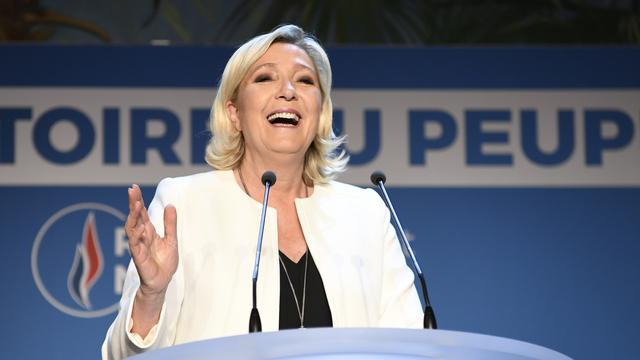 Marine Le Pen célèbre la première place du Rassemblement national aux européennes. [AFP - Bertrand Guay]