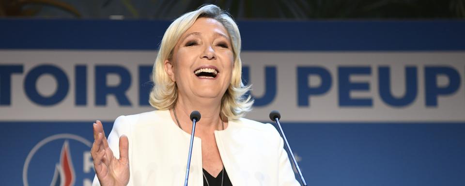 Marine Le Pen célèbre la première place du Rassemblement national aux européennes. [AFP - Bertrand Guay]