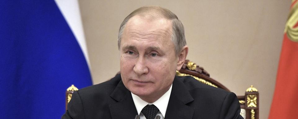 Vladimir Poutine a à son tour annoncé le retrait de la Russie du traité sur les armes nucléaires. [Keystone - Alexei Nikolsky, Sputnik, Kremlin Pool Photo via AP]