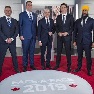 Les quatre chefs des principaux partis canadiens ont débattu en français pour les élections présidentielles [AP/Keystone - Joel Lemay]