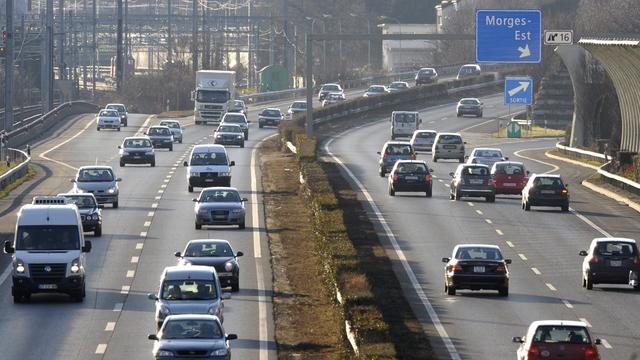 L'autoroute entre Lausanne et Morges. [Keystone - Laurent Gilliéron]