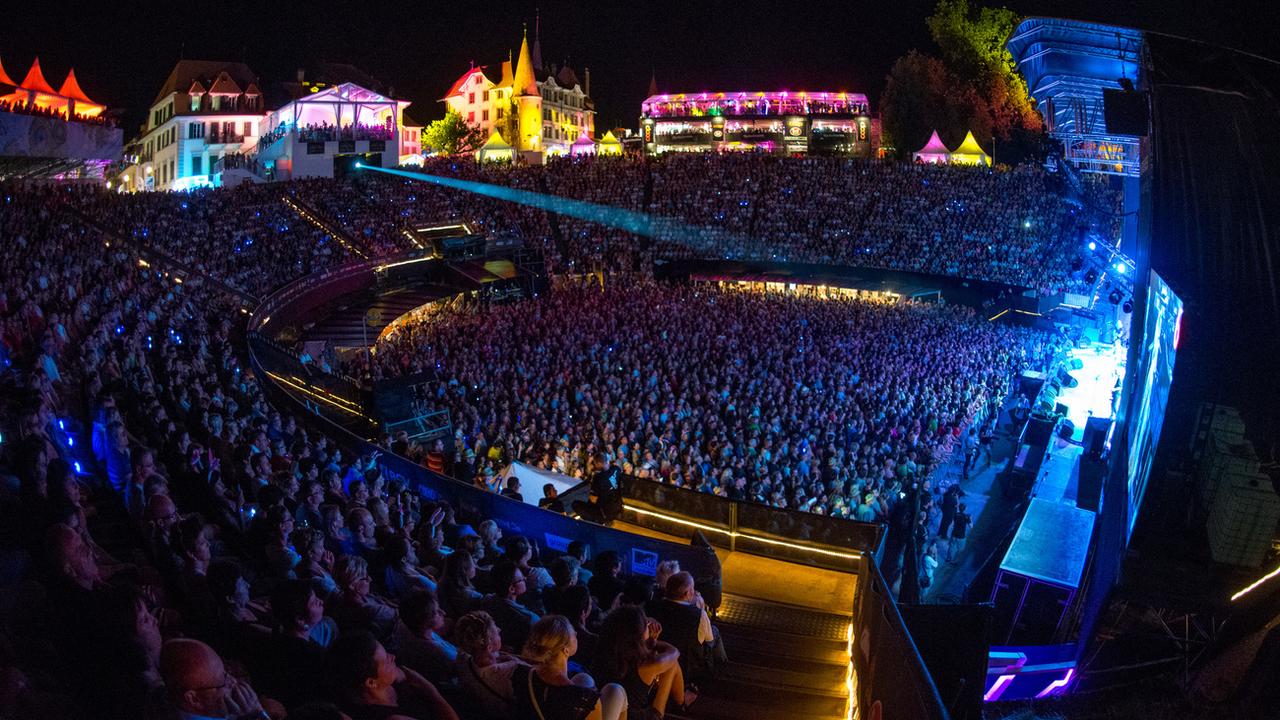 Le concert de Florent Pagny au festival Rock Oz Arènes en 2019. Photo rachetée le 09.08.2022 [Keystone - Maxime Schmid]