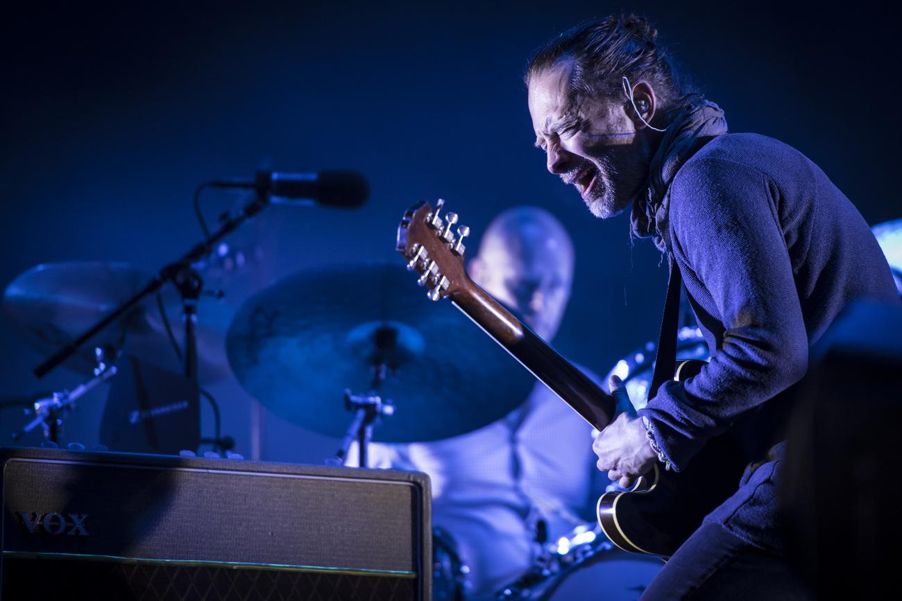 Thom Yorke, du groupe britannique Radiohead, lors de l'Openair de Saint-Gall, en 2016. [Keystone - Gian Ehrenzeller]