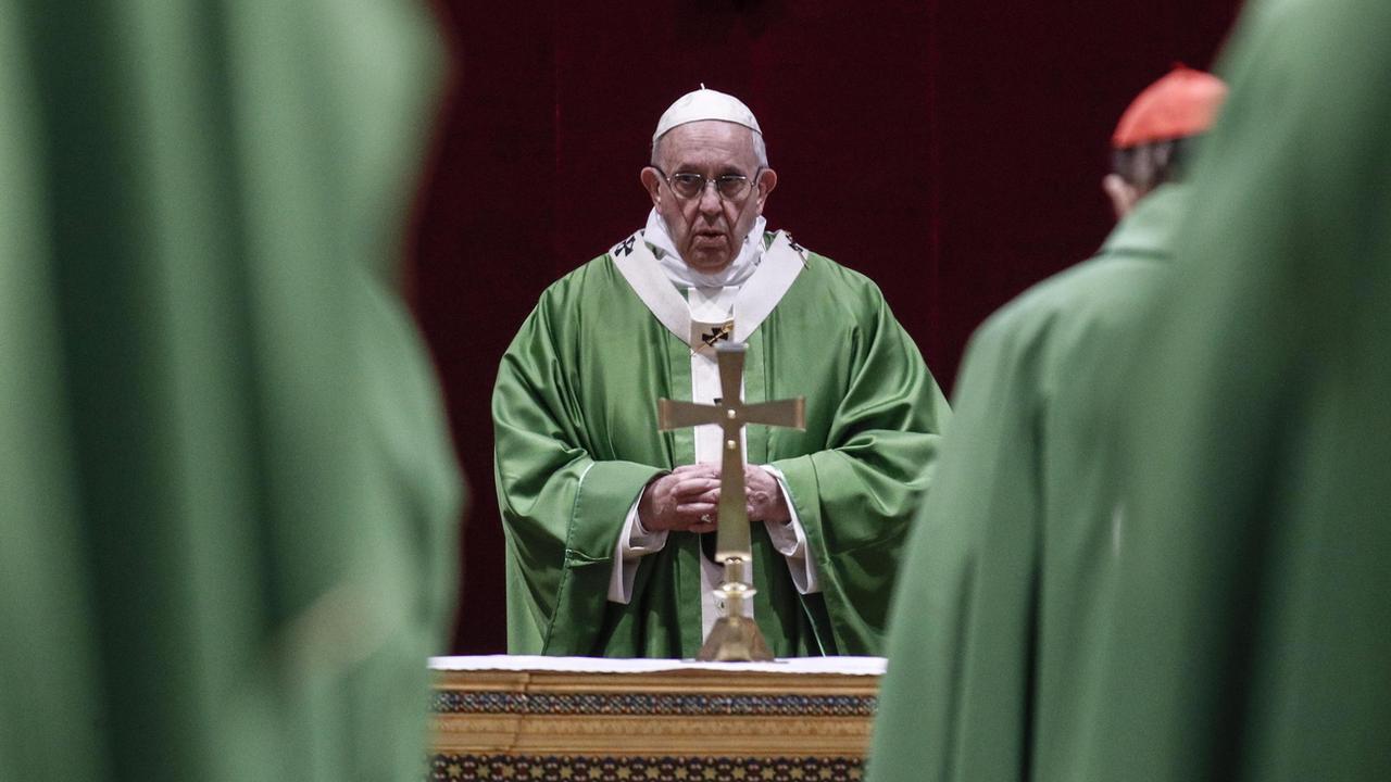 Le pape François lors du sommet sur les abus sexuels dans l'Eglise au Vatican, 24.02.2019. [EPA/Keystone - Giuseppe Lami]
