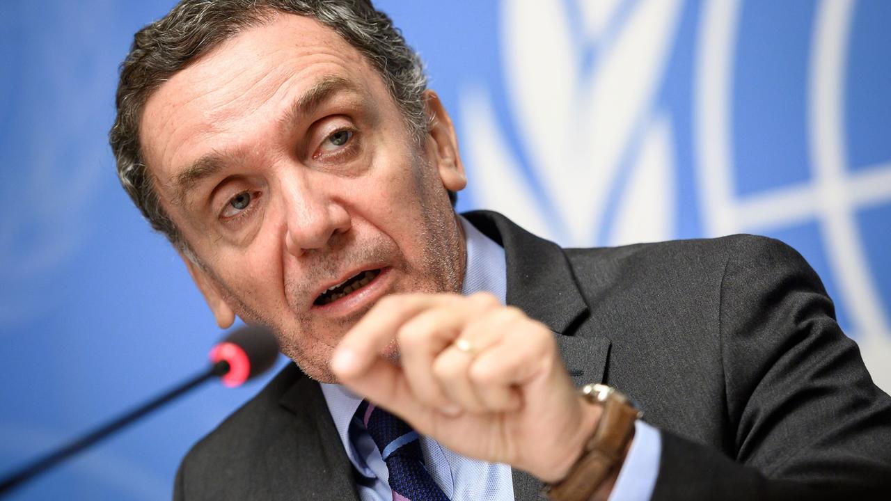 Le chef de la commission indépendante de l'ONU Santiago Canton à Genève, 28.02.2019. [AFP - Fabrice Coffrini]