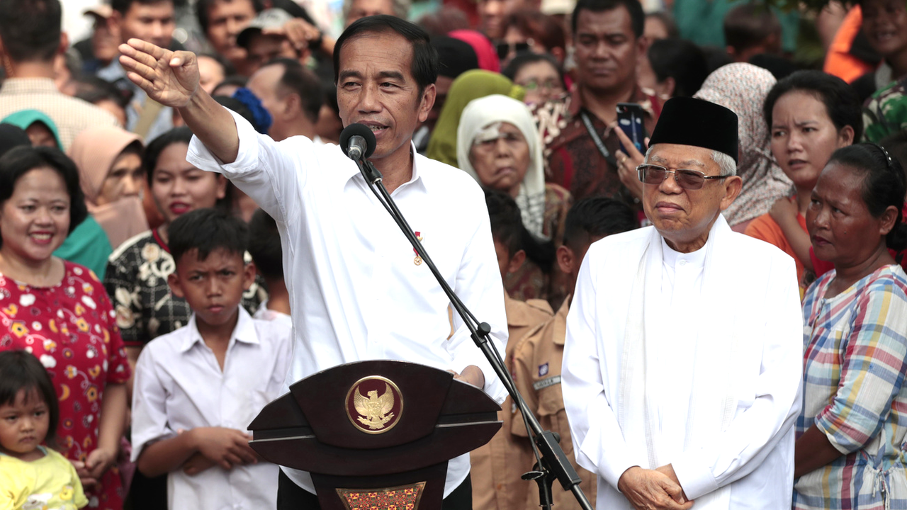 Le président réélu Joko Widodo, mardi 21.05.2019 à Jakarta. [AP/Keystone - Dita Alangkara]