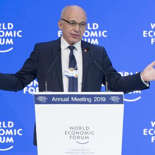 Ueli Maurer au WEF, à Davos. [Keystone - Laurent Gilliéron]