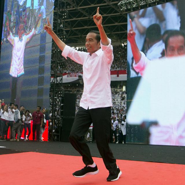 Le président indonésien sortant Joko Widodo en meeting à Jakarta, 13.04.2019. [AP/Keystone - Achmad Ibrahim]