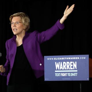 Elizabeth Warren en meeting électoral à New York, ce 8 mars 2019. [EPA - PETER FOLEY]