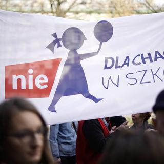 Début de la grève illimitée des enseignants polonais, ici à Varsovie. [AFP - Jaap Arriens/NurPhoto]