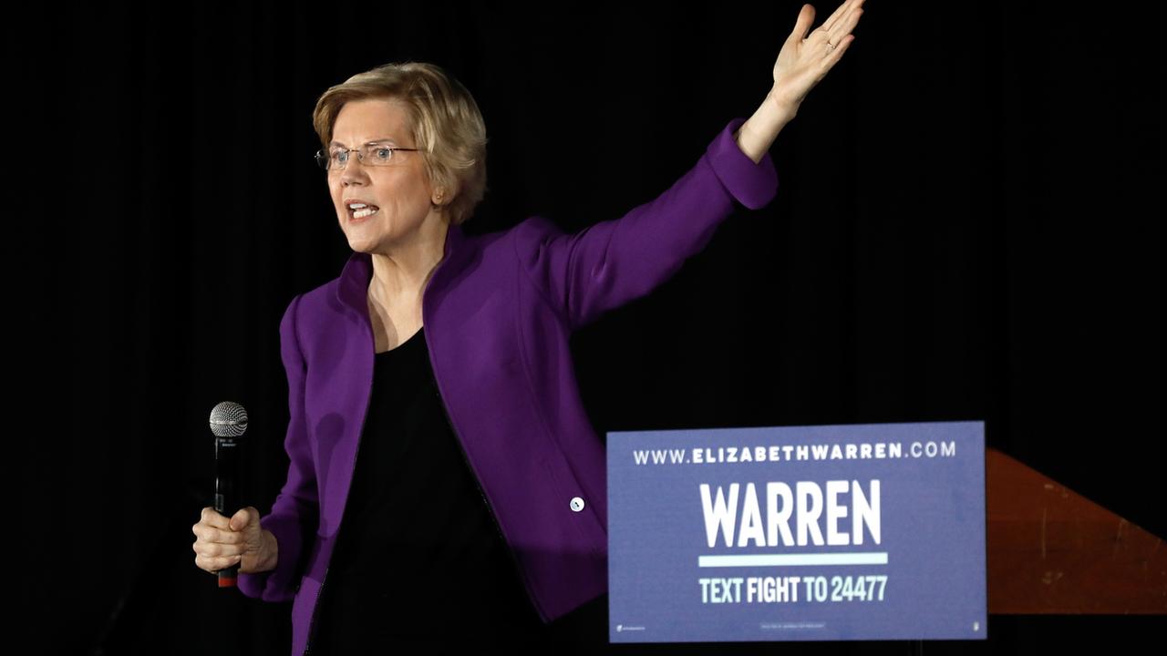 Elizabeth Warren en meeting électoral à New York, ce 8 mars 2019. [EPA - PETER FOLEY]