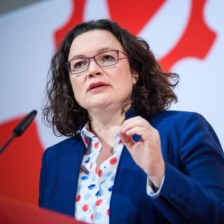 Andrea Nahles, cheffe de file du SPD, à Berlin, ce 11 févroier 2019. [DPA - GREGOR FISCHER]