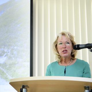 La conseillère d'Etat vaudoise Jacqueline de Quattro lors de la présentation du projet de géothermie de Lavey (image d'archive).