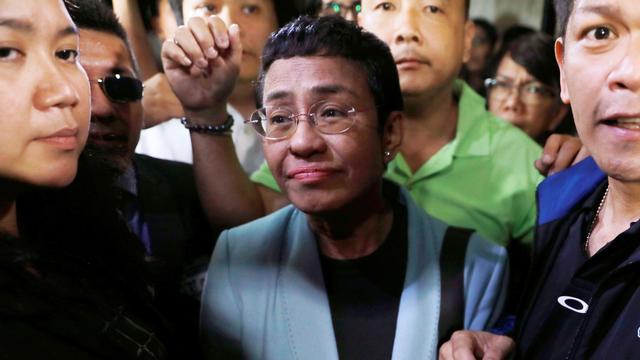 Maria Ressa au tribunal régional de Manille, jeudi 14.02.2019. [Reuters - Eloisa Lopez]