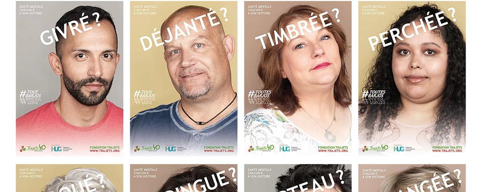 Les affiches #TousBarjos d'information sur la santé mentale. [RTS - DR]