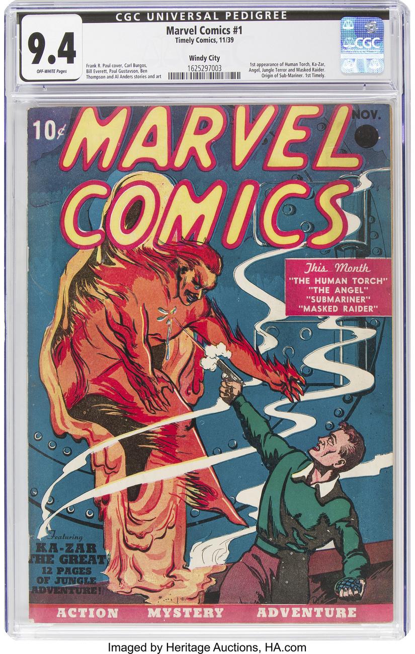Le premier épisode, sorti en 1939, de la série "Marvel Comics", publiée par l'éditeur Timely Comics devenu par la suite Marvel. [Keystone - Heritage Auctions via AP]