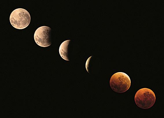 Phases d'occultation successives de la Lune à Hamois, Belgique. [Creative Commons, Wikimedia - Luc Viatour]