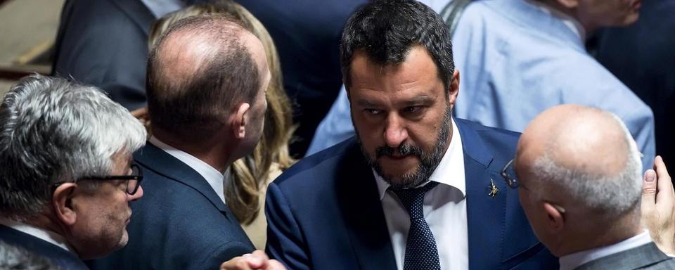 Matteo Salvini durant la session du Sénat italien du 7 août 2019. [Keystone - Angelo Carconi]