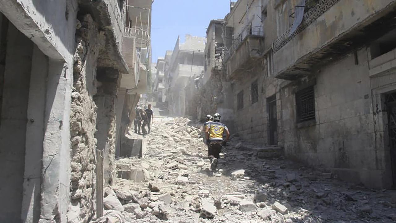 Une image de Jisr-al-Shughur, localité de la province d'Idleb. [Keystone - Syrian Civil Defense White Helmets via AP]
