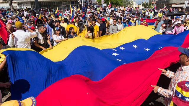 Une manifestation dans la ville de Maracaïbo au Venezuela. [EPA/Keystone - Henry Chirinos]