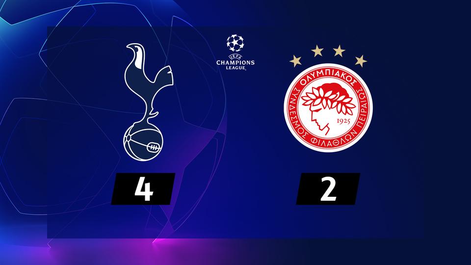 5e j. Gr.B,Tottenham - Olympiakos (4-2): résumé de la rencontre