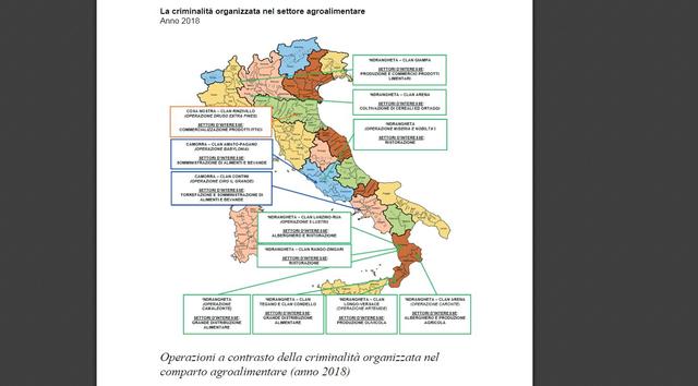 La criminalité organisée dans le secteur agro-alimentaire en 2018. [Eurispes - Capture d'écran]