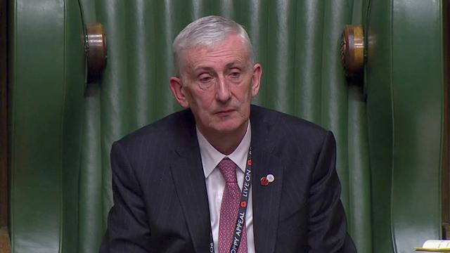 Le travailliste britannique Lindsay Hoyle a été élu président de la Chambre des communes. [TV parlementaire britannique/Reuters]