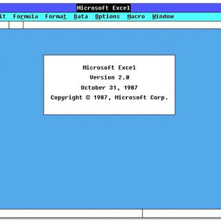 Capture d'écran de la splash screen de Microsoft Excel 2.0 pour Windows (1987). [versionmuseum.com - DR]