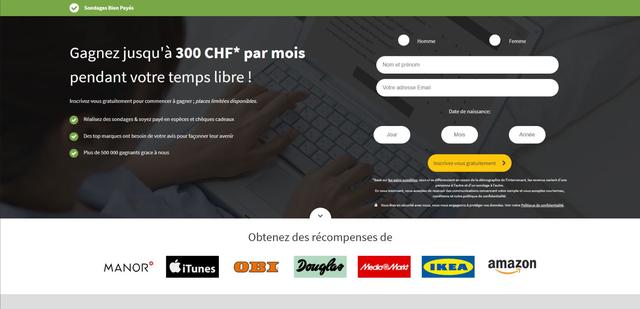 L'un des sites de sondages rémunérés en ligne