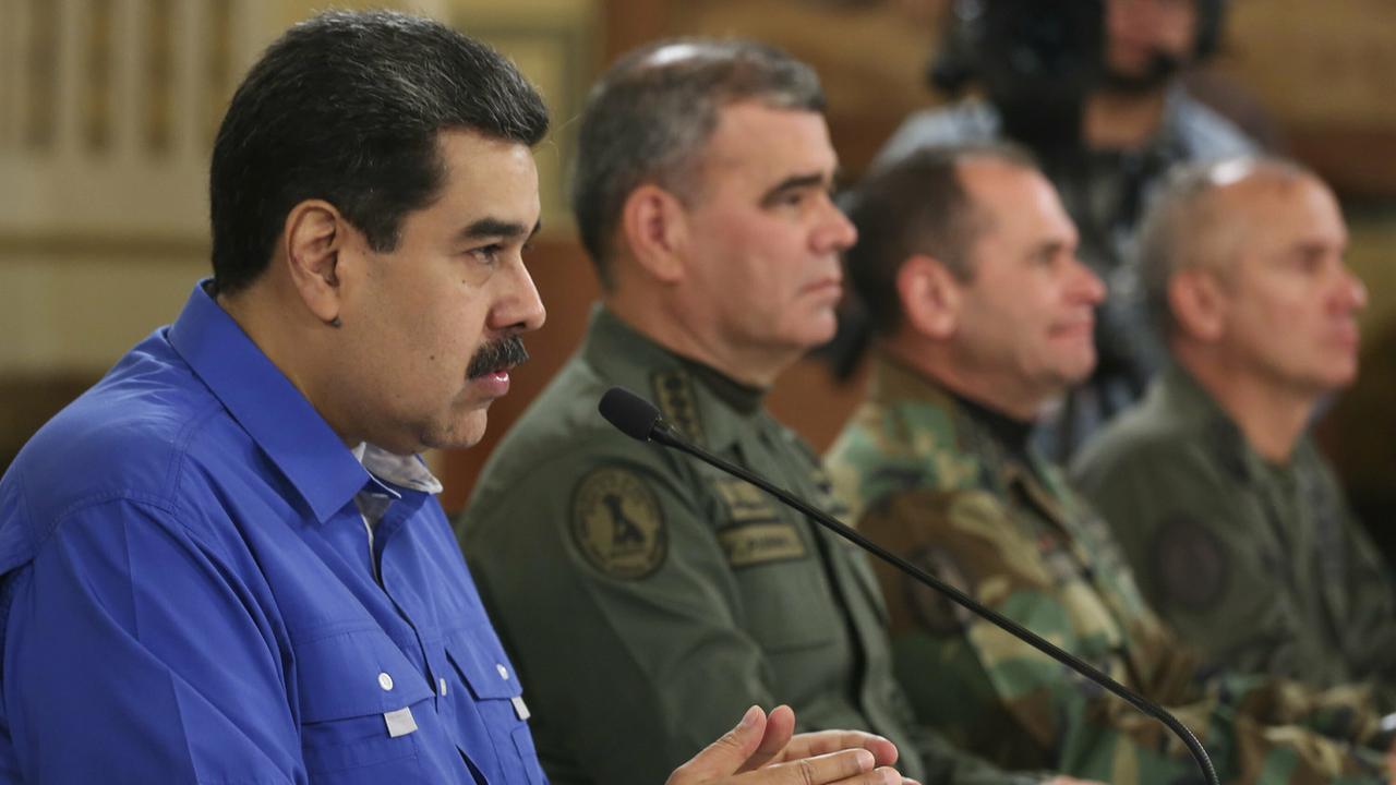 Le président Nicolas Maduro s'adresse au Vénézuela. [AP/Keystone - Miraflores Press Office]