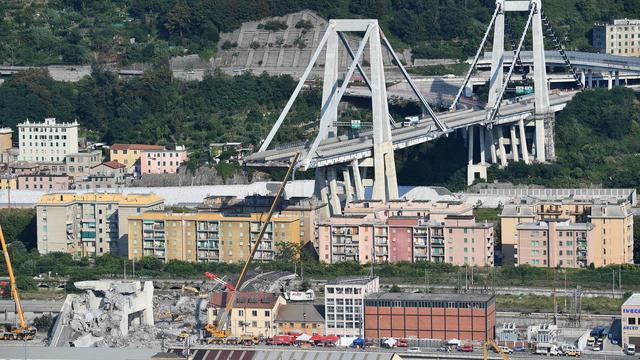 Le pont Morandi s'est effondré le 14 août 2018. [Keystone - Luca Zennaro]