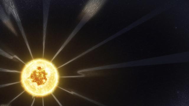 Une image provenant d'une vidéo de la Nasa ramenée par la sonde Parker montre les variations du champ magnétique du Soleil. [Keystone - NASA/Goddard/CIL via AP]