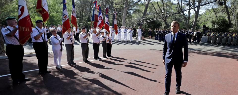 Emmanuel Macron célèbre les 75ème anniversaire du débarquement allié en Provence. [Reuters - Eric Gaillard]