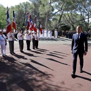 Emmanuel Macron célèbre les 75ème anniversaire du débarquement allié en Provence. [Reuters - Eric Gaillard]