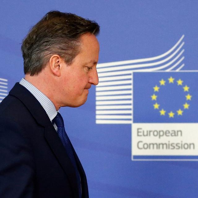 David Cameron, Premier ministre britannique, le 29 janvier 2016 lors de sa rencontre avec la Commission européenne à Bruxelles, quelques mois avant l'organisation du référendum sur le Brexit. [Keystone - Laurent Dubrule]