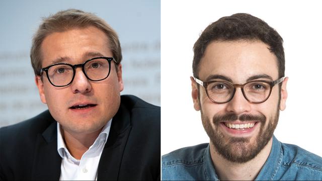 Philippe Nantermod et Simon Zurich. [Keystone/PS de la Ville de Fribourg - Anthony Anex]