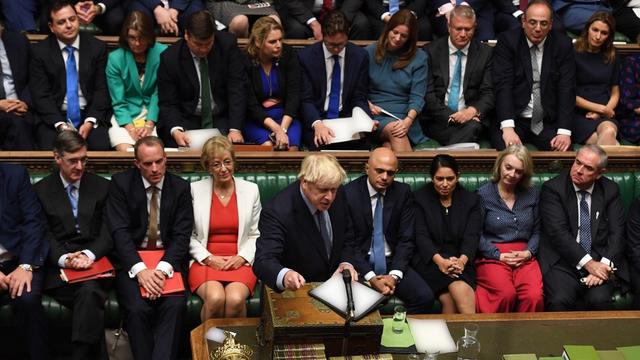 Le Premier ministre Boris Johnson répond à la Chambre des communes. [AFP/Parlement britannique - Jessica Taylor]