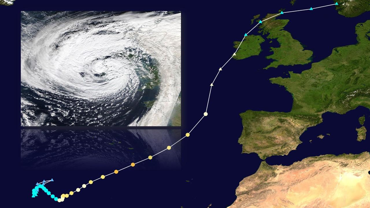 Trajectoire d'Ophélia entre le 6 et le 17 octobre 2017 [NHC/NOAA]