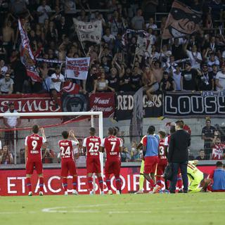 Sion célèbre la victoire après leur rencontre contre Zürich lors de la Super League. [Keystone - Salvatore Di Nolfi]