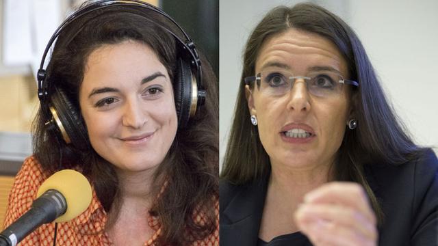 Les députées au Grand conseil bernois Maurane Riesen (PSA), membre du Comité "pour une aide sociale efficace", et Anne-Caroline Graber (UDC), co-présidente du Comité "Parce que le travail en vaut la peine". [Keystone/RTS]