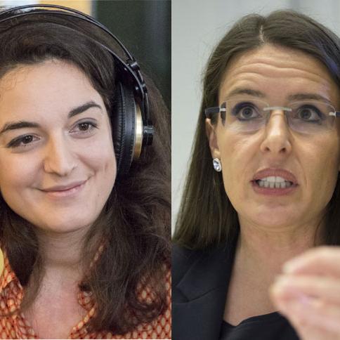 Les députées au Grand conseil bernois Maurane Riesen (PSA), membre du Comité "pour une aide sociale efficace", et Anne-Caroline Graber (UDC), co-présidente du Comité "Parce que le travail en vaut la peine". [Keystone/RTS]